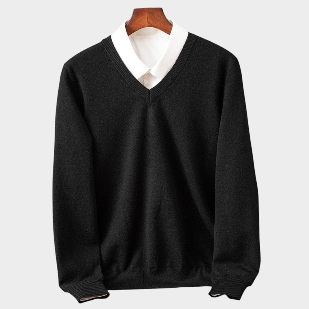 Manuel™ | Suéter de hombre de puro cachemir con cuello en V