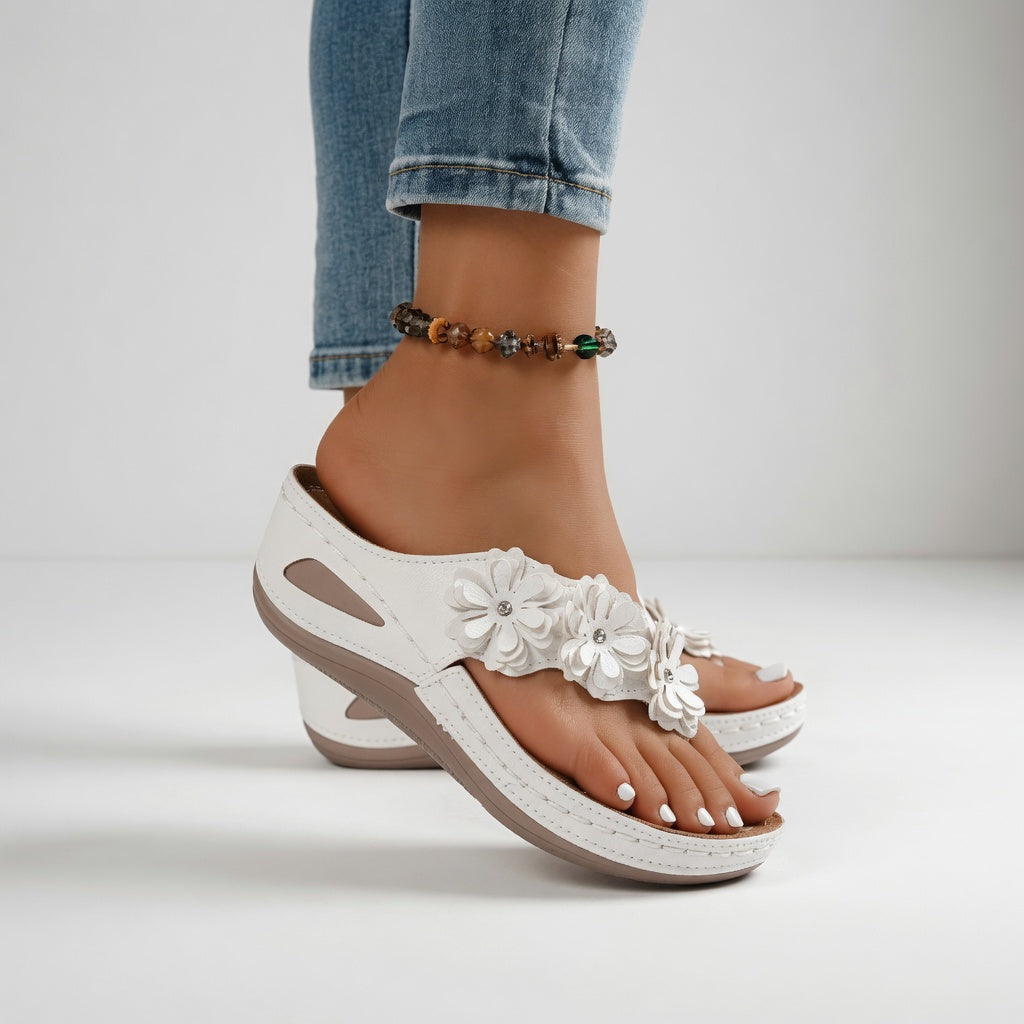 Mauveline™ – Sandalia con cuña floral, suavidad veraniega